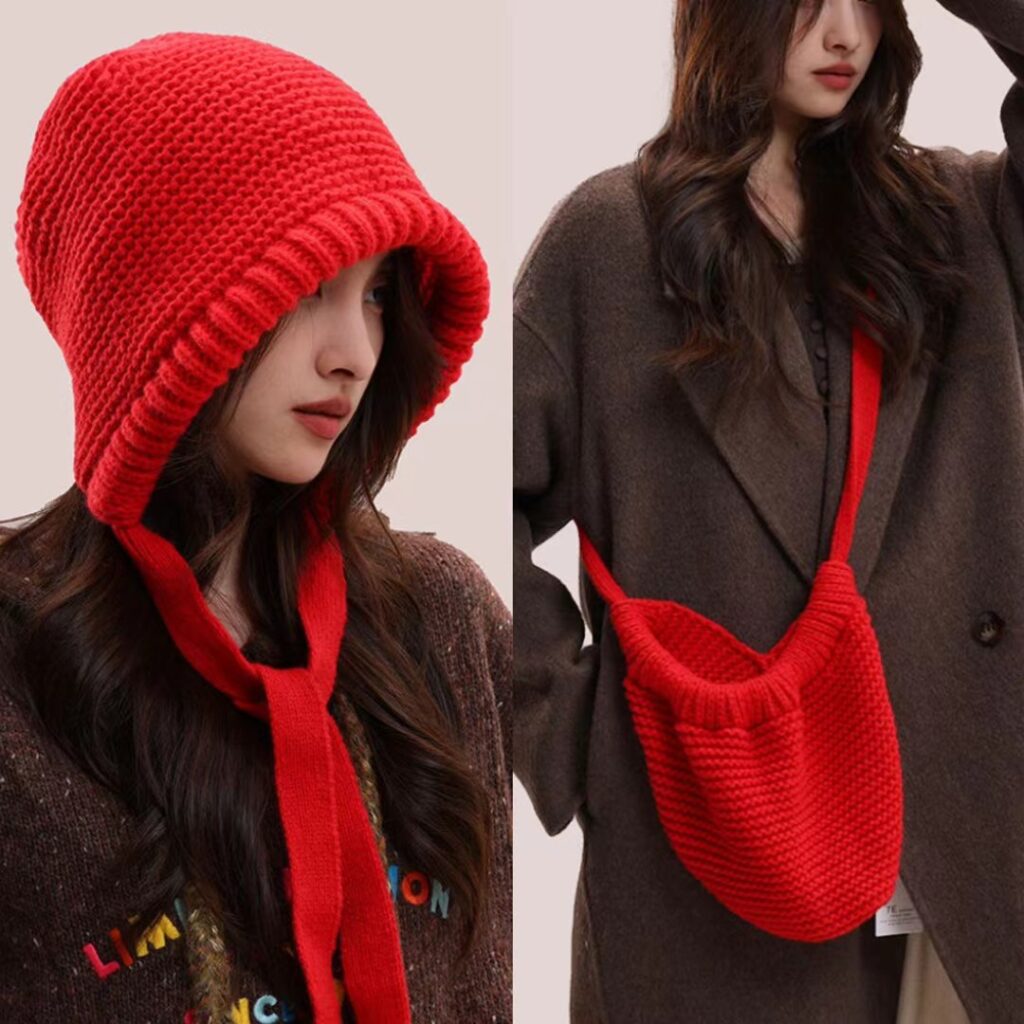 Women’s Earflap Knit Hat with Scarf Design for Winter Fashion