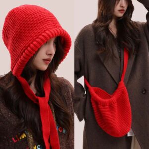 Women’s Earflap Knit Hat with Scarf Design for Winter Fashion