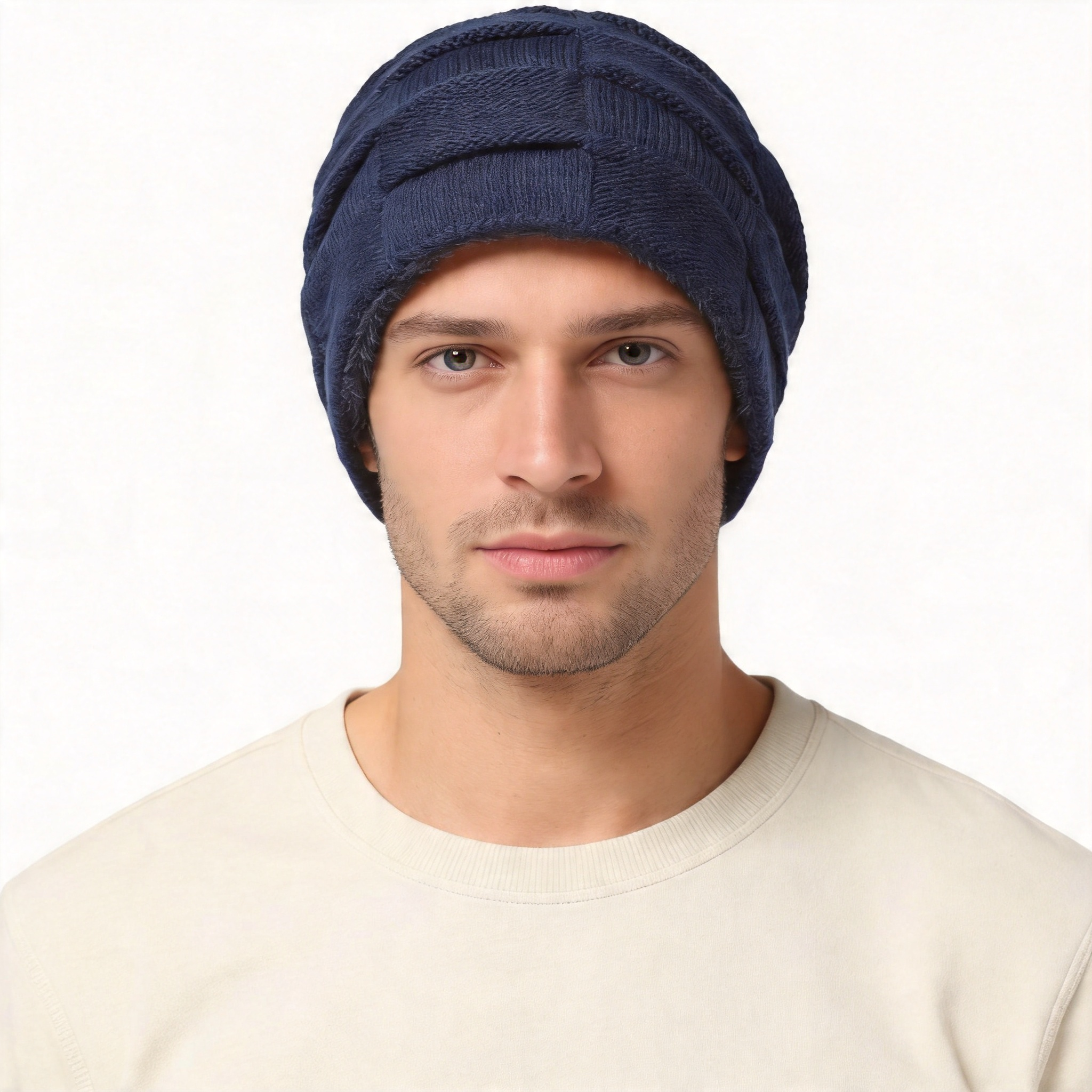 Men’s Slouchy Beanie with Soft Fleece Lining for Winter Warmth