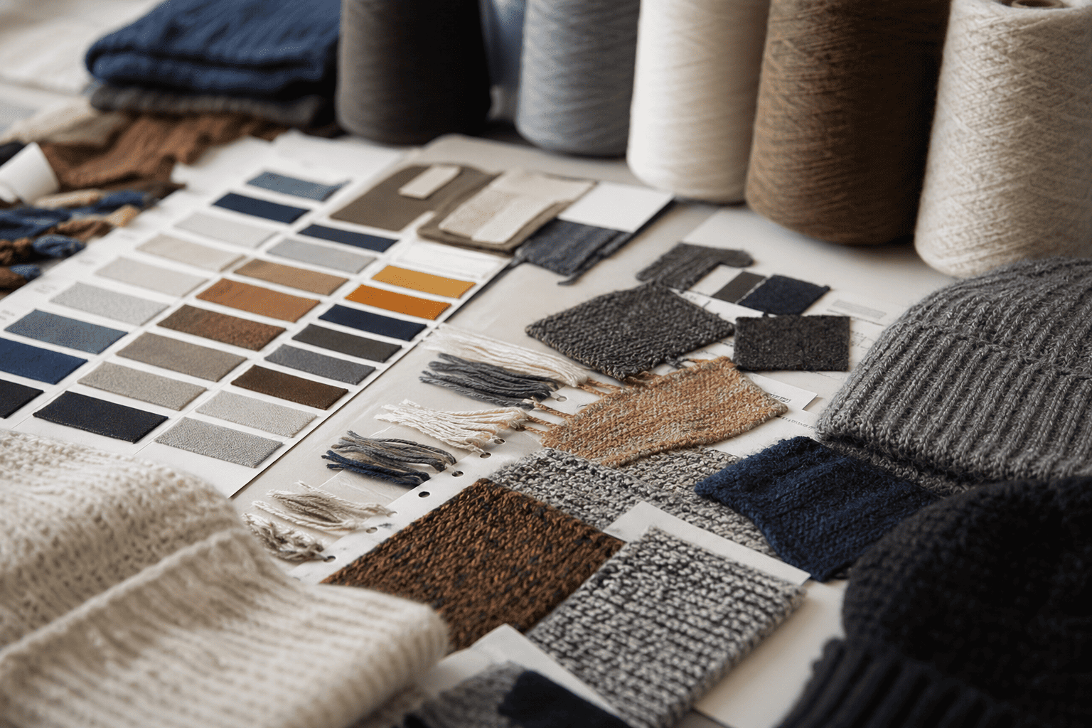 swatches of different colored yarn for beanies