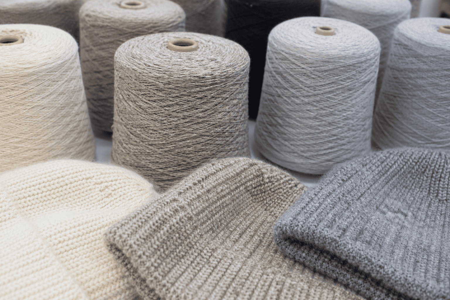close up of high-quality knitted beanie fabric