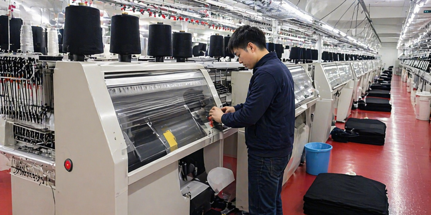 Jishi Technology factory floor - knitting machines